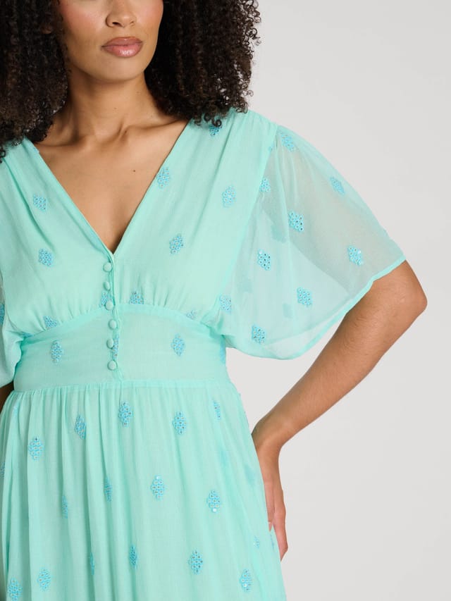 South Beach South Beach Women's Sequin Detail Button Detail Maxi Dress in Mint - 2
