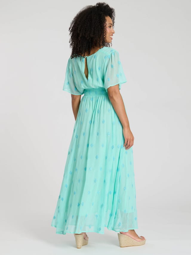 South Beach South Beach Women's Sequin Detail Button Detail Maxi Dress in Mint - 3