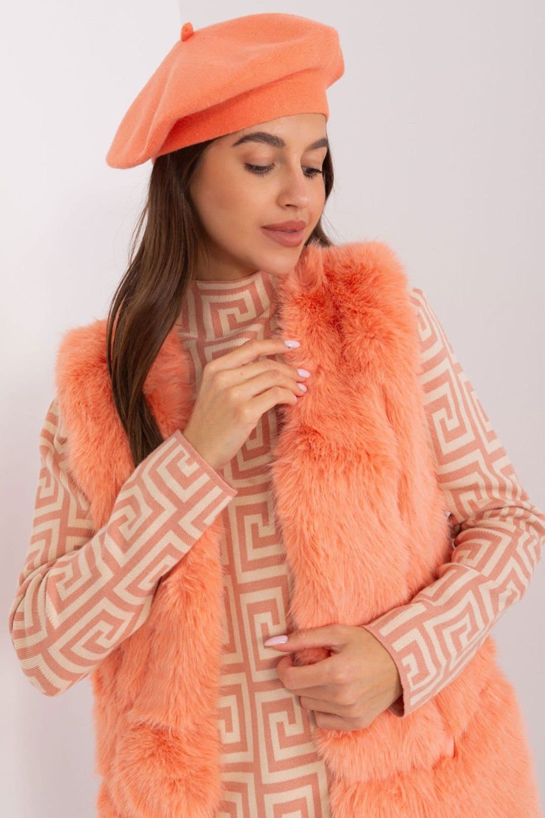 Love Lace Love Lace Orange Beret Hat with Adjustable Fit