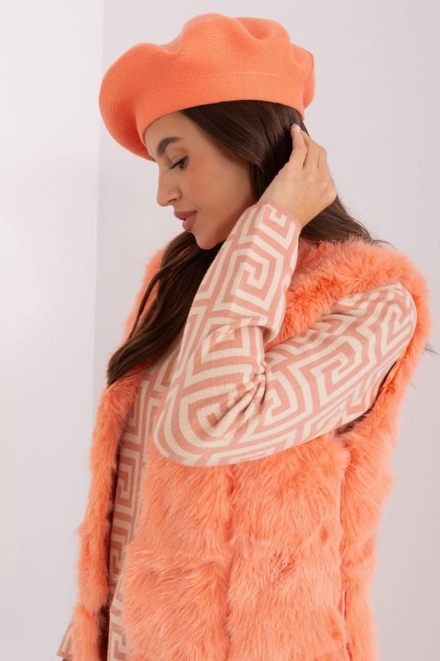 Love Lace Love Lace Women's Classic Soft Beret Hat with Adjustable Fit Button Detail French in Orange - 2