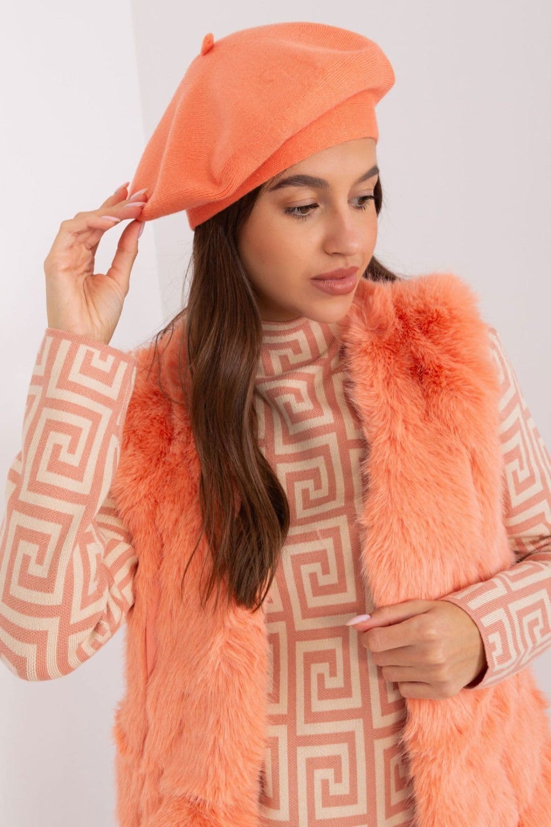 Love Lace Love Lace Women's Classic Soft Beret Hat with Adjustable Fit Button Detail French in Orange - 4