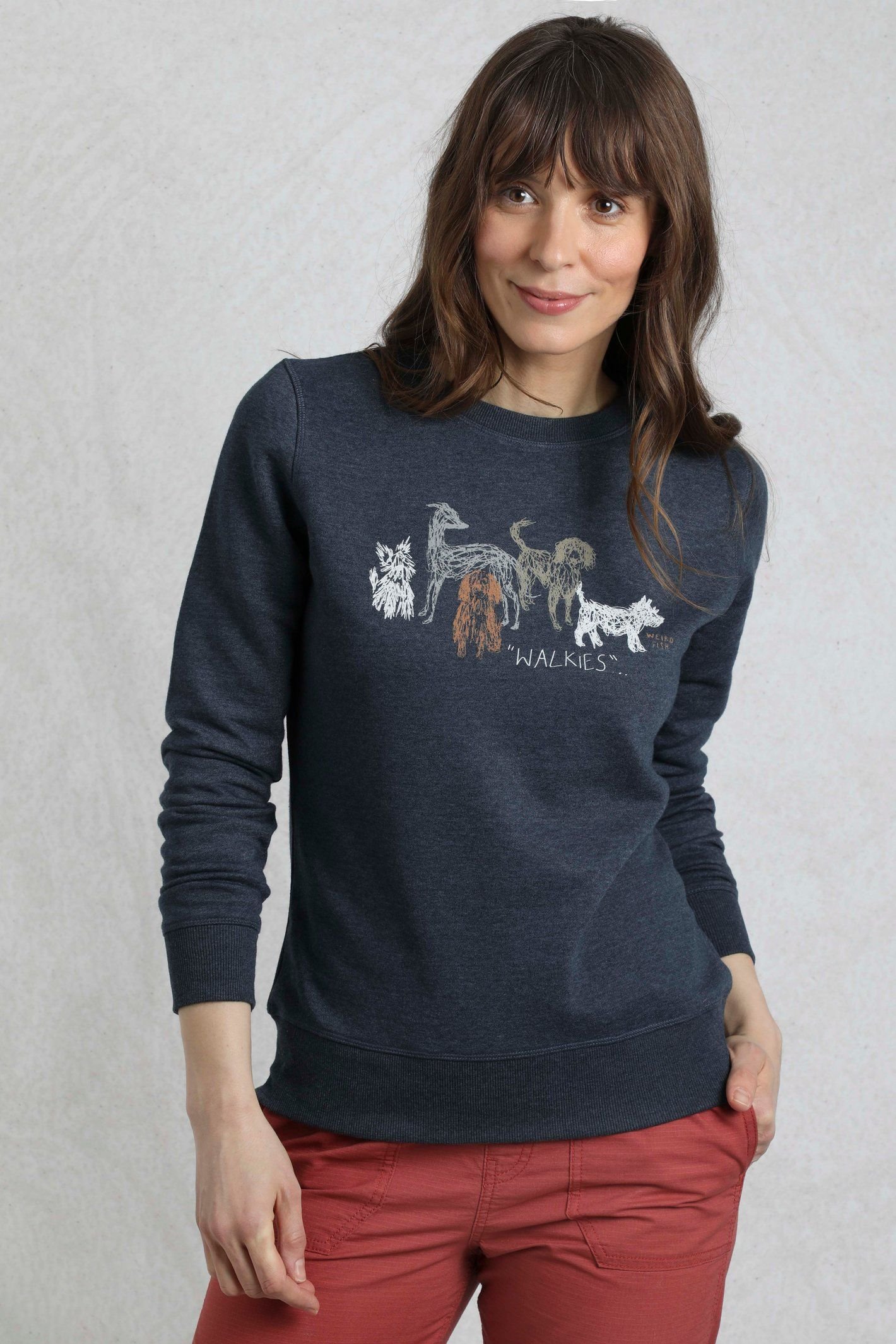 Weird Fish Weird Fish Women's Chidham Graphic Crew Neck Sweatshirt in Navy - 4