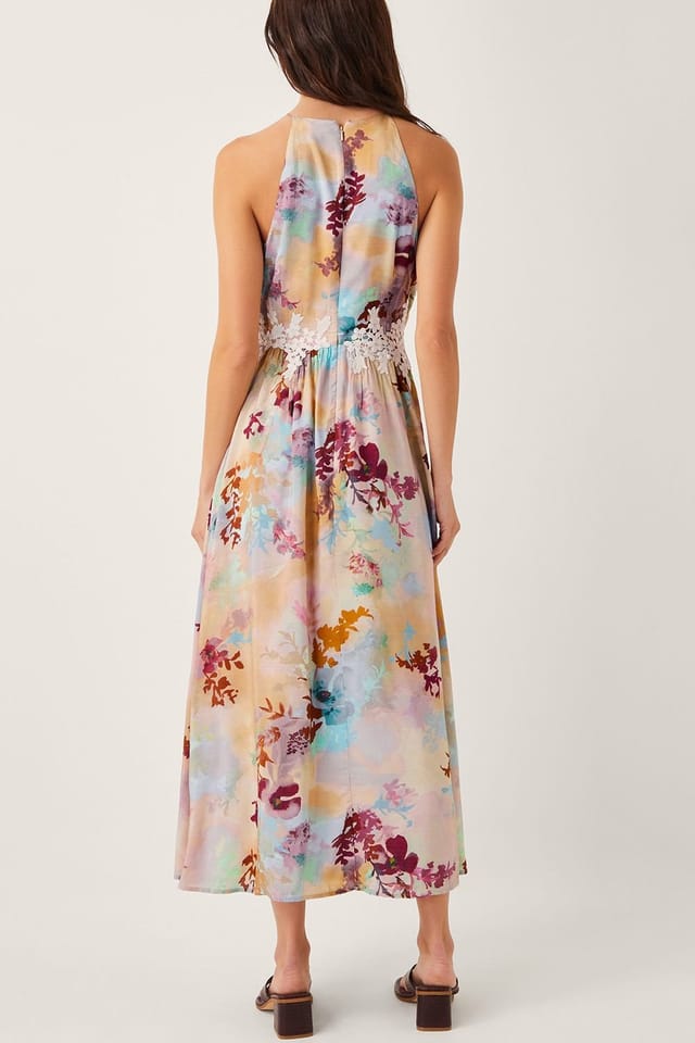 Monsoon Monsoon Women's Mia Floral Embroidered Halter Midi Dress Multi - 2