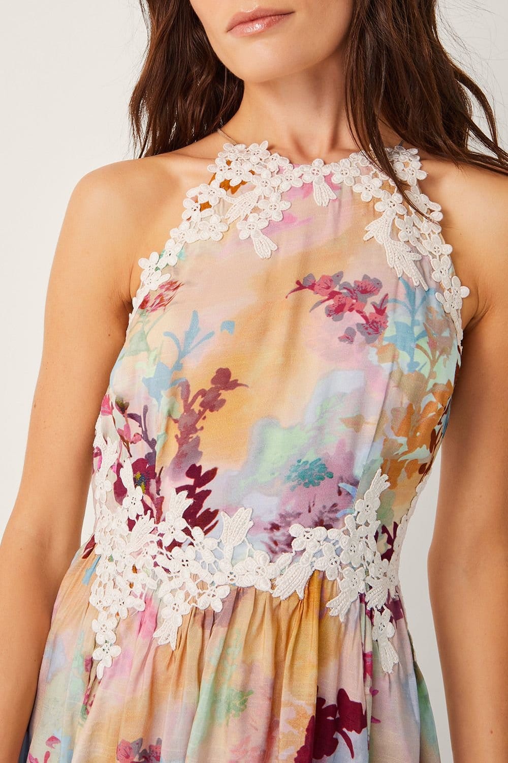 Monsoon Monsoon Women's Mia Floral Embroidered Halter Midi Dress Multi - 4