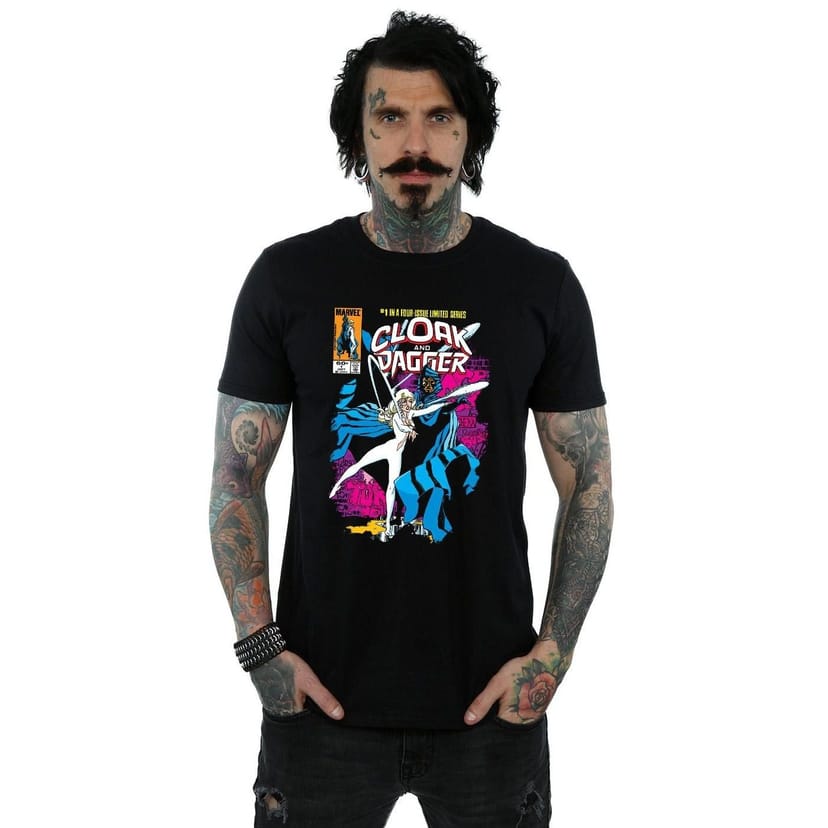 Cloak & Dagger Cloak & Dagger Men's Comic Cover Cotton T-Shirt in Black - 1