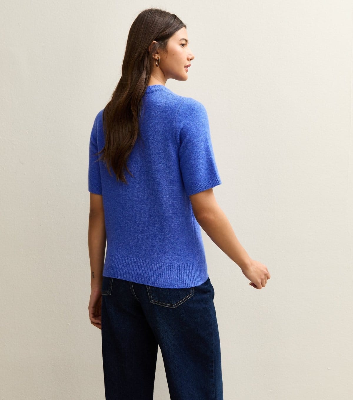 New Look Women's Bright Blue Short Sleeve Midweight Knit T-Shirt New Look - 4