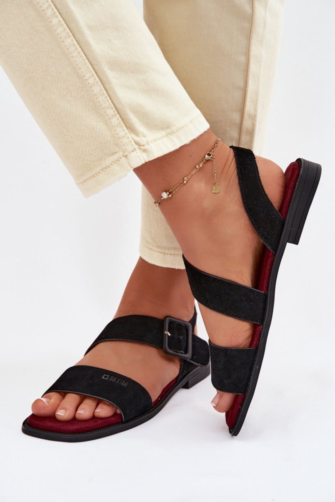 Love Lace Love Lace Women's Comfort Step Sandals Slip On Cushioned Footbed Outdoor Walking in Black