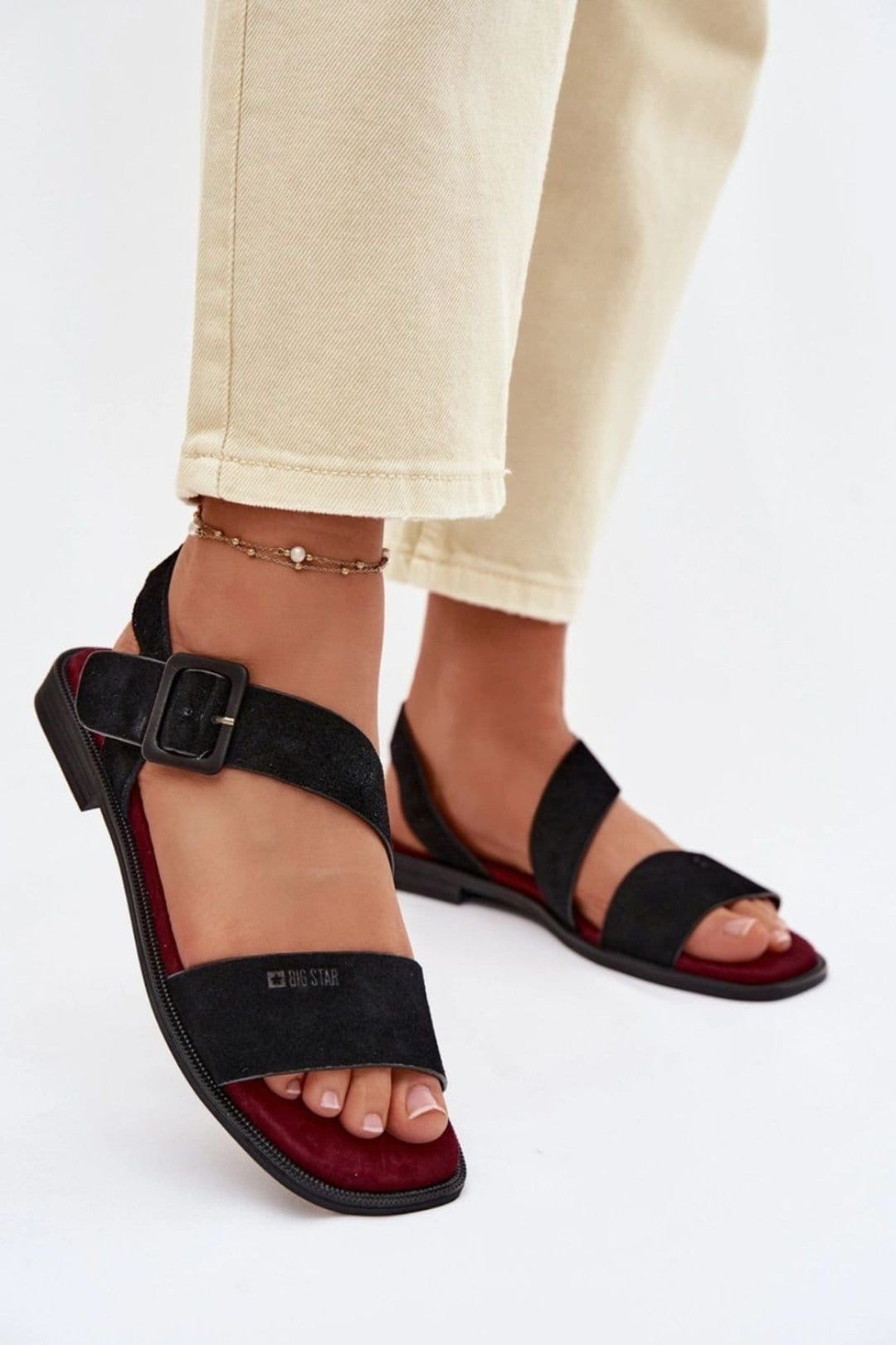 Love Lace Love Lace Women's Comfort Step Sandals Slip On Cushioned Footbed Outdoor Walking in Black - 4