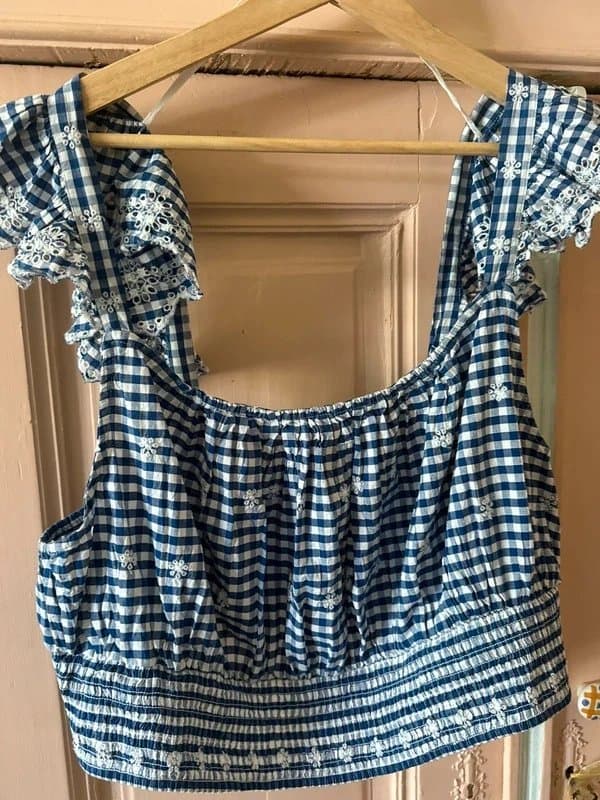 New Look blue & white gingham top new look xl 22