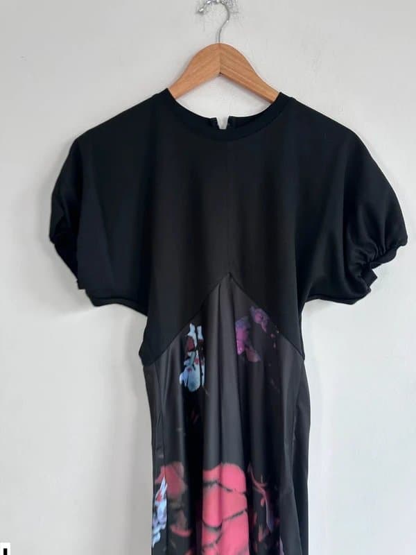 Ted Baker Ted baker 8 size 1 dress midi long jersey top puff sleeve satin skirt new BNWT