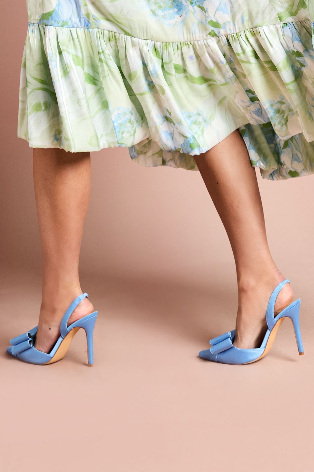 Coast Coast Women's Tamara Satin Bow Sling Back Stiletto Court Shoes in Blue - 4