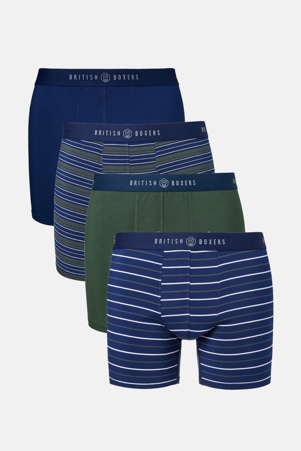 British Boxers British Boxers Men's Pack of Four "Night Stripe" Bamboo Stretch Trunks
