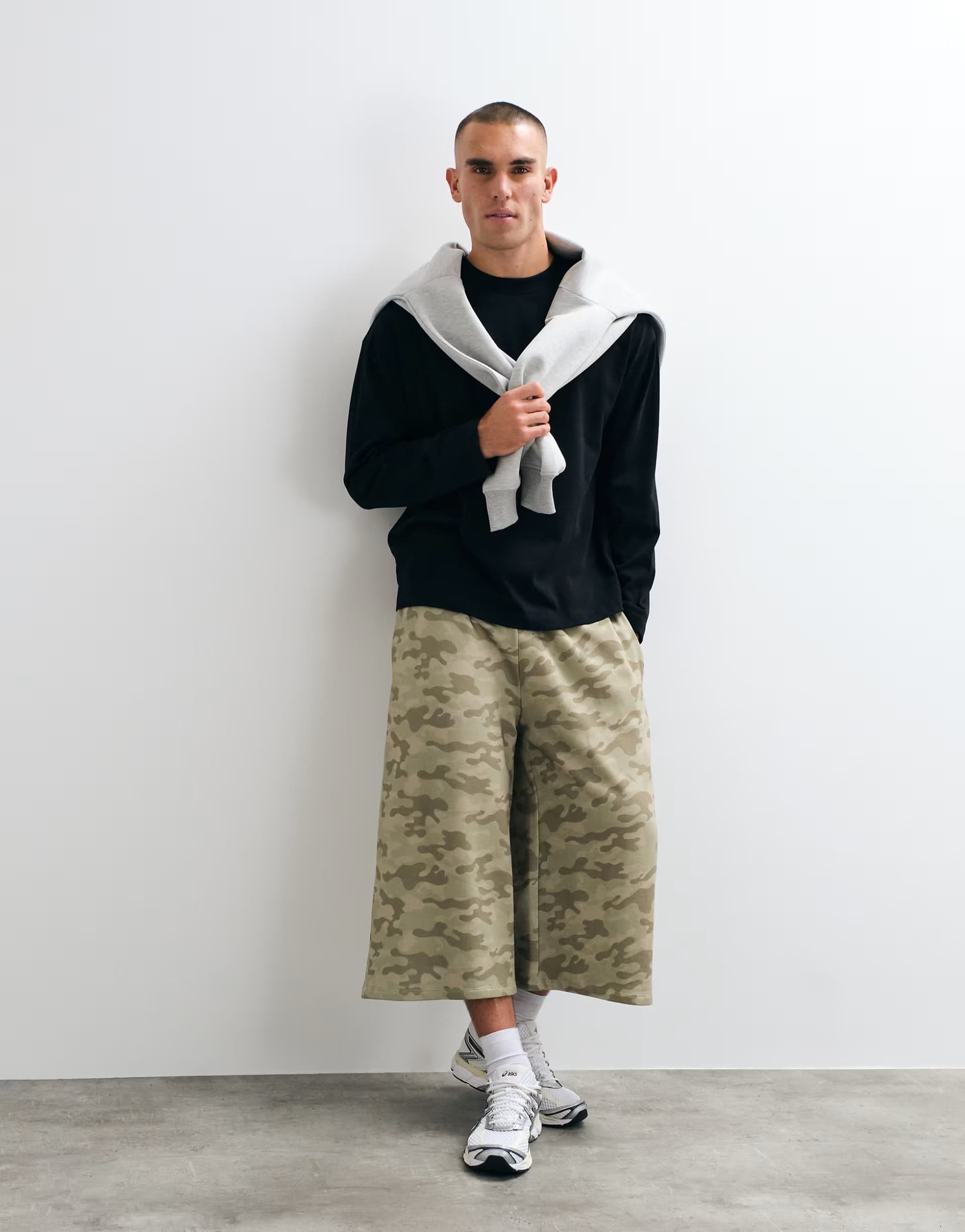 ASOS COLLUSION baggy longline shorts in camo print