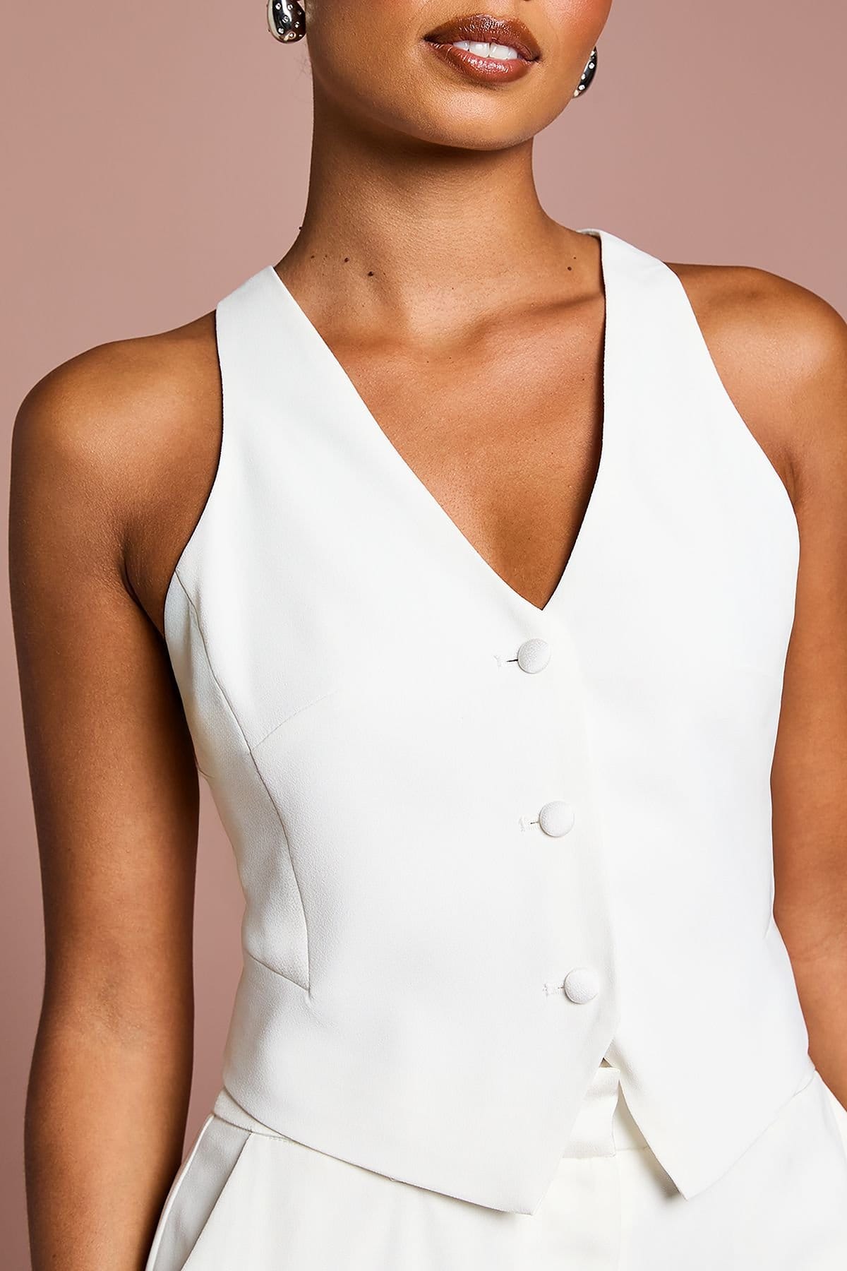 Coast Coast Women's Petite Premium Tailored Bridal Waistcoat in Ivory - 4