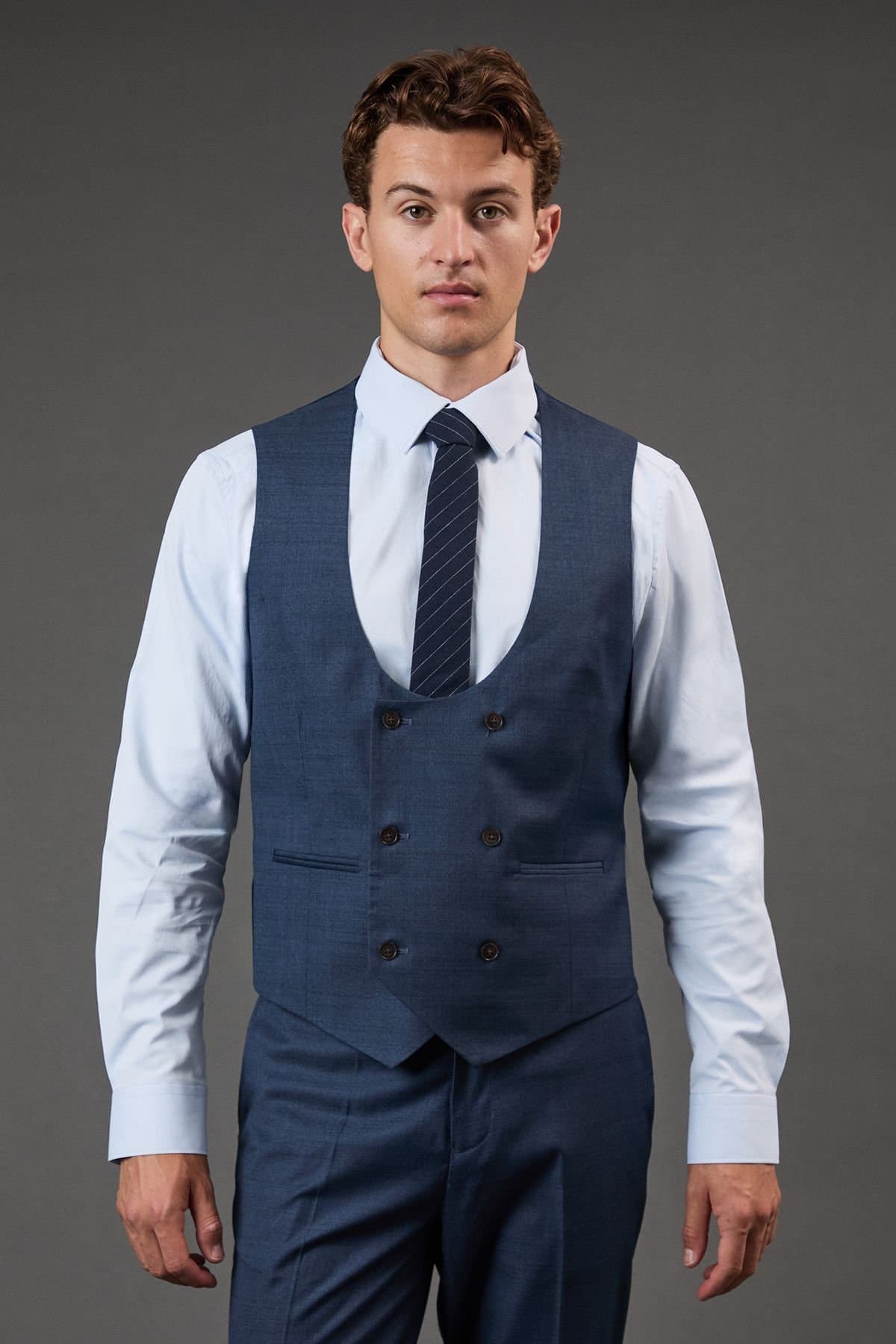 Burton Burton Men's Dark Blue Brushed Waistcoat