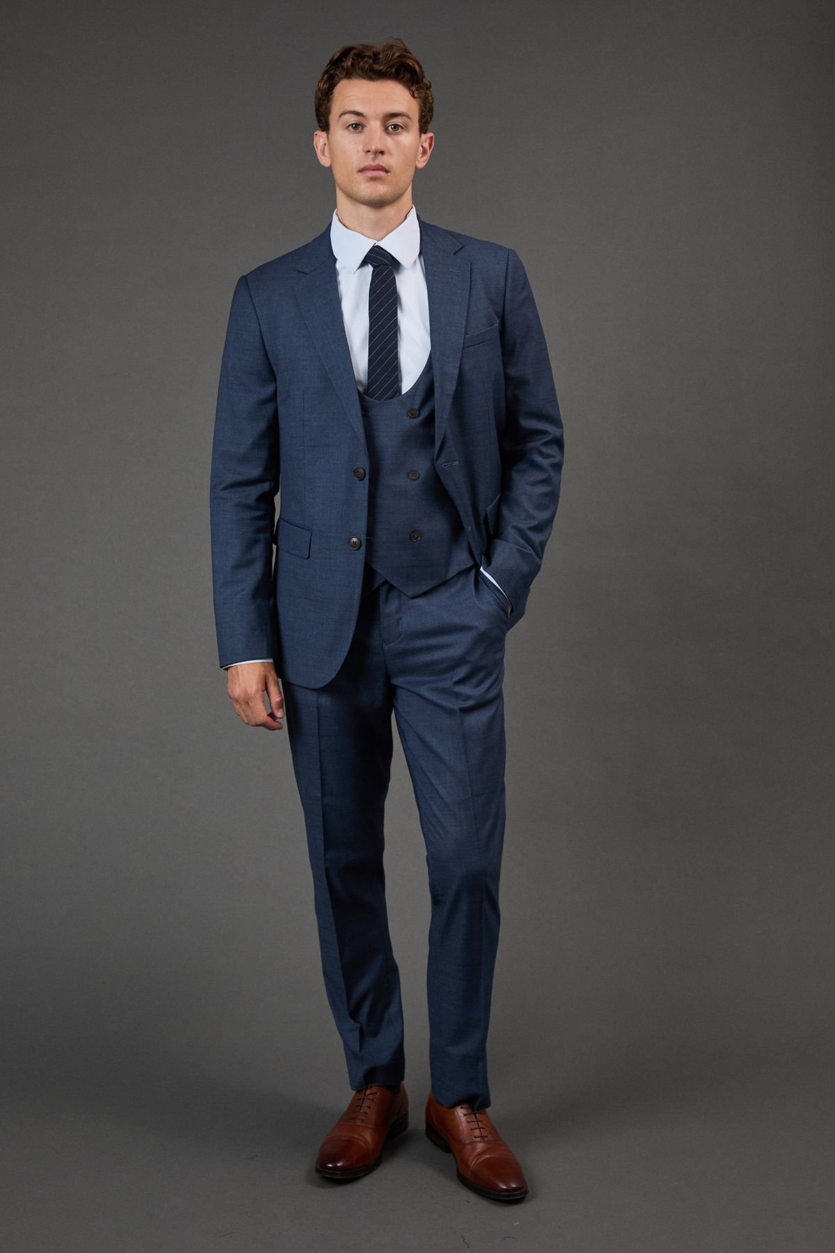 Burton Burton Men's Dark Blue Brushed Waistcoat - 2