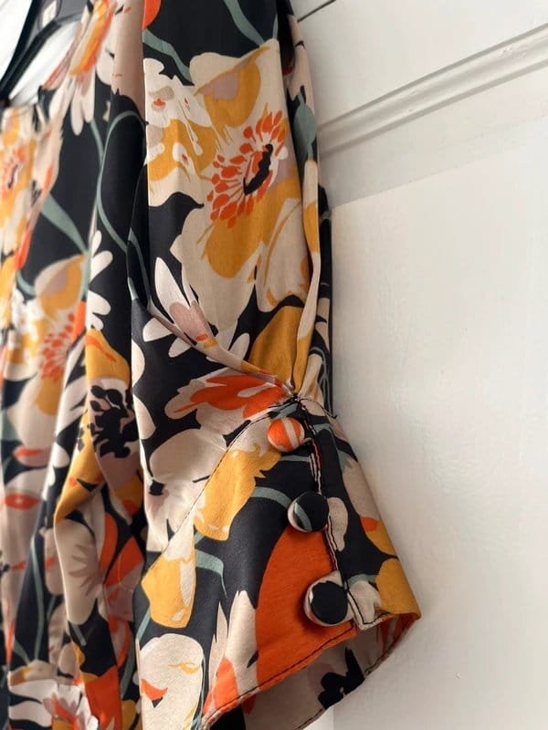 ASOS Orange & Black Silk Floral Midi Dress