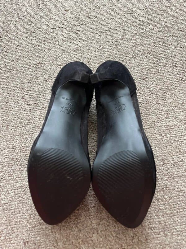 New Look Velvet/Suede/Lace Black High Heels - New Look