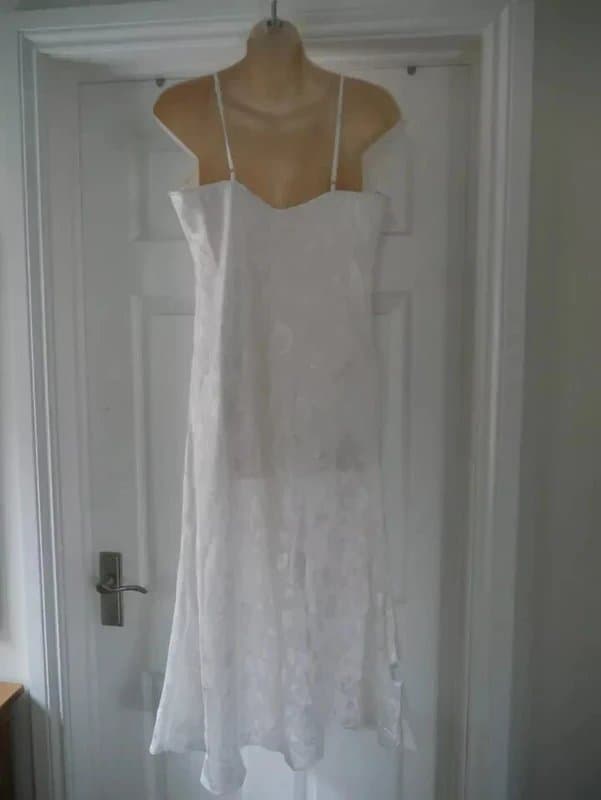 waites Waites Style 4722 Ivory Satin Jacquard Chemise Nightdress Size S UK Made New