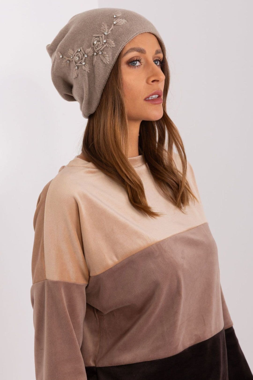 Love Lace Love Lace Women's Warm Smooth Knit Fitted Winter Hat with Side Applique Decor Style in Beige - 4