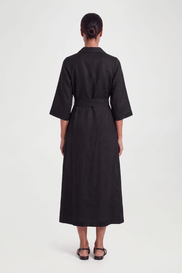 Principles Principles Women's Embroidered Palm Viscose Shirt Dress in Black - 3