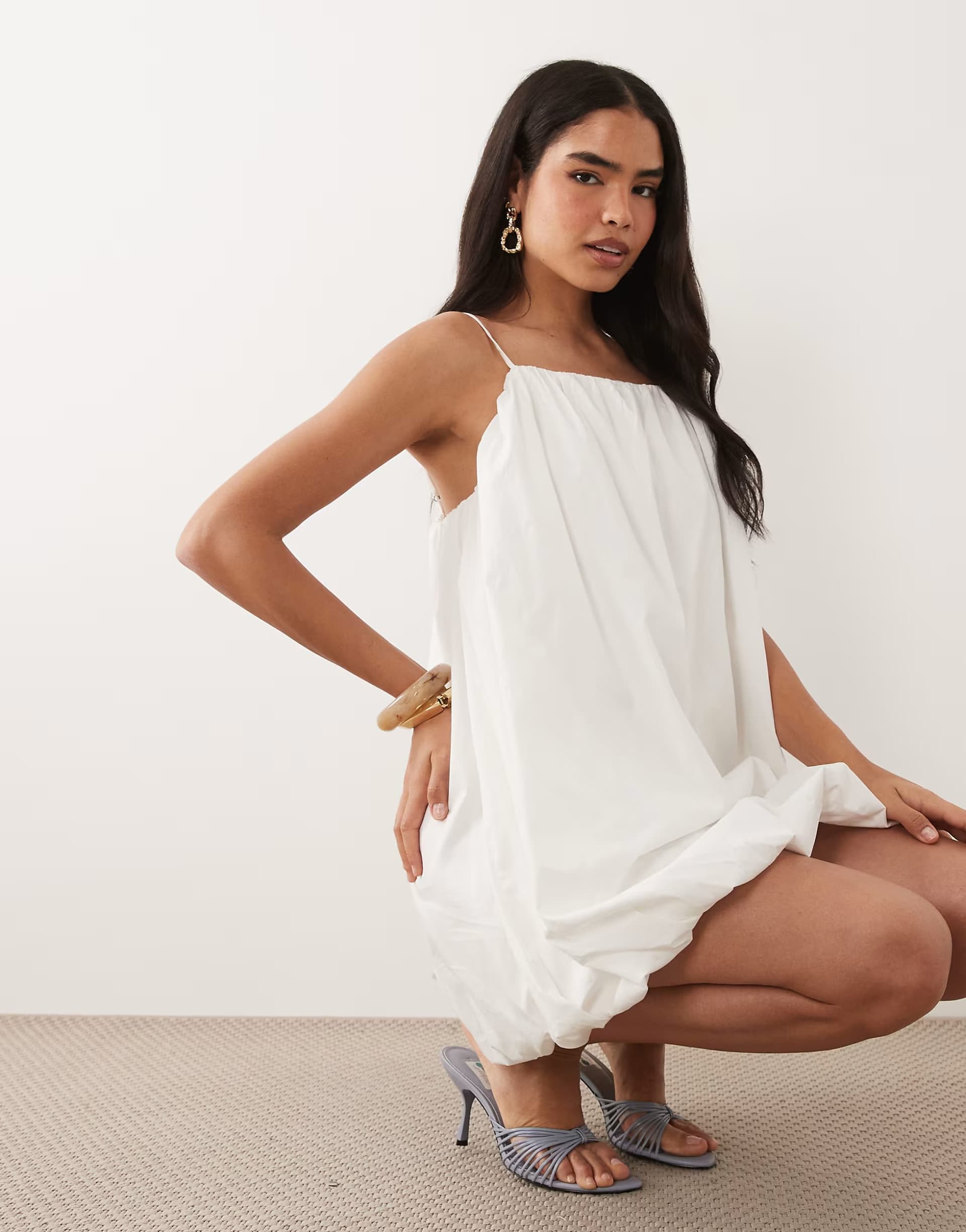 ASOS Vero Moda cami strap bubble hem mini dress in white