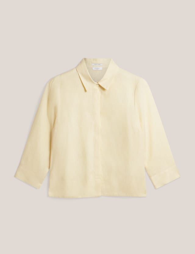 Hobbs London Hobbs London Women's Nita 3/4 Sleeve Button Up Linen Shirt in Lemon - 2