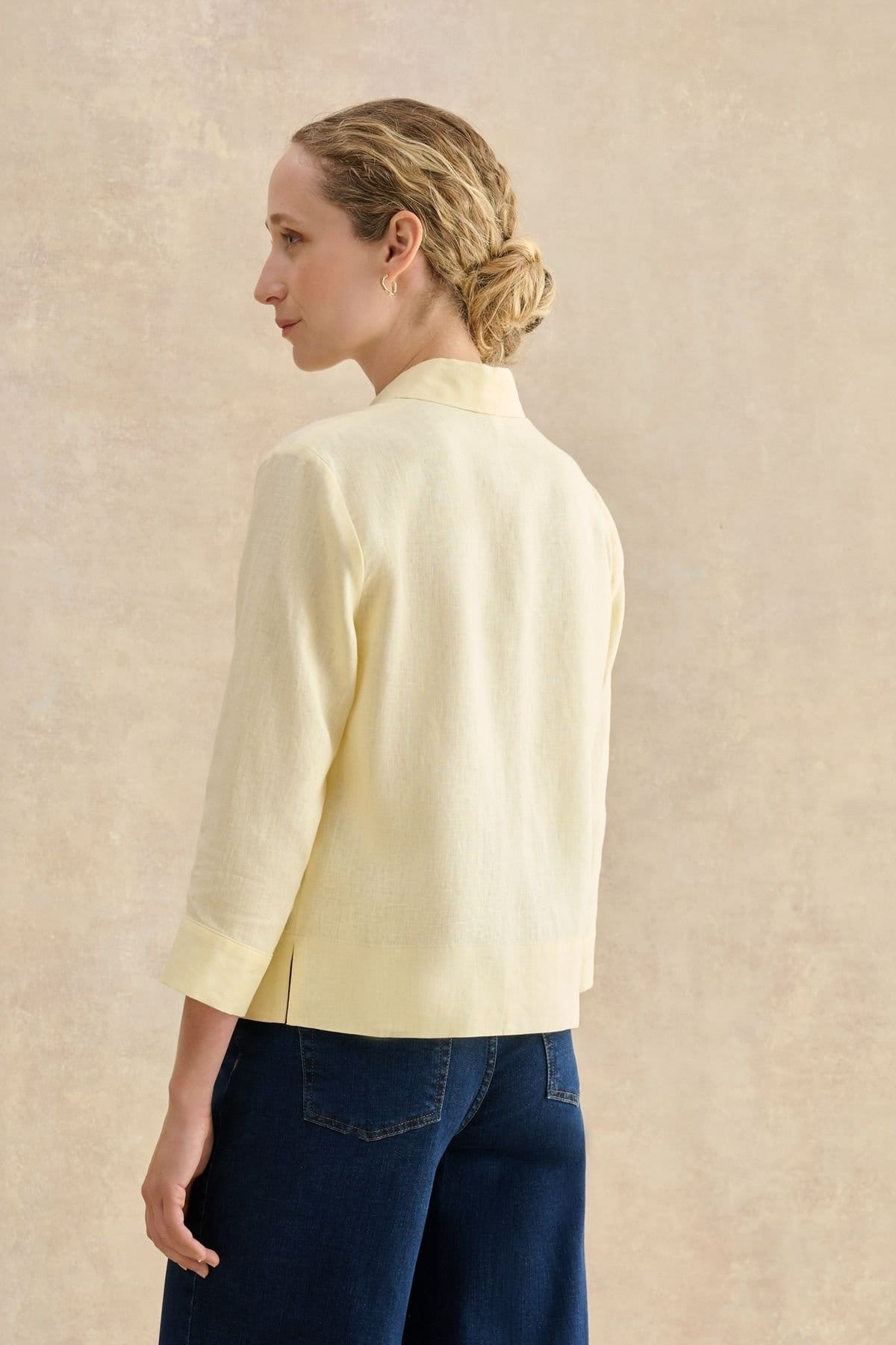 Hobbs London Hobbs London Women's Nita 3/4 Sleeve Button Up Linen Shirt in Lemon - 4
