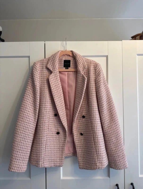 New Look New look pink pattern boucle blazer / size 10