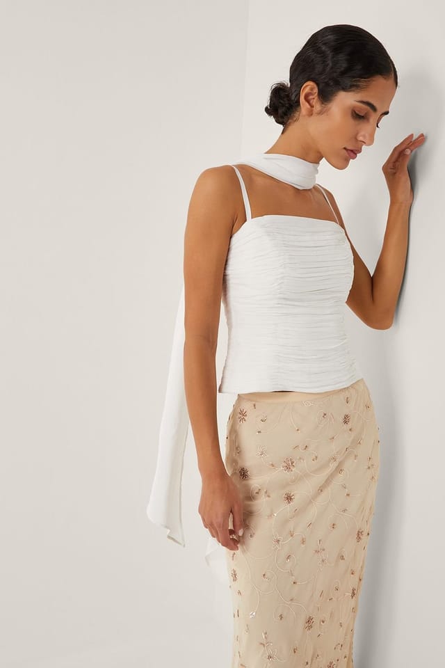 Monsoon Monsoon Women's The India Edit Colette Ruched Bandeau Top & Scarf Red in Ivory - 2