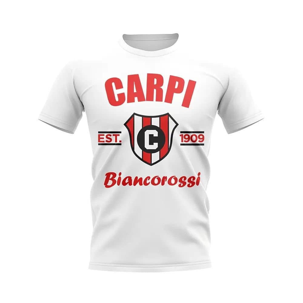 Carpi FC 1909 Carpi FC 1909 Men's Personalised Carpi Established Football T-Shirt White in Blue