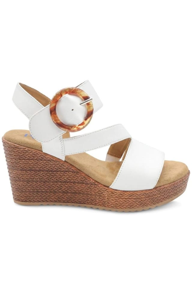 Pavers Pavers Women's Fashionable Woven Wedge Heel Sandals in White - 2