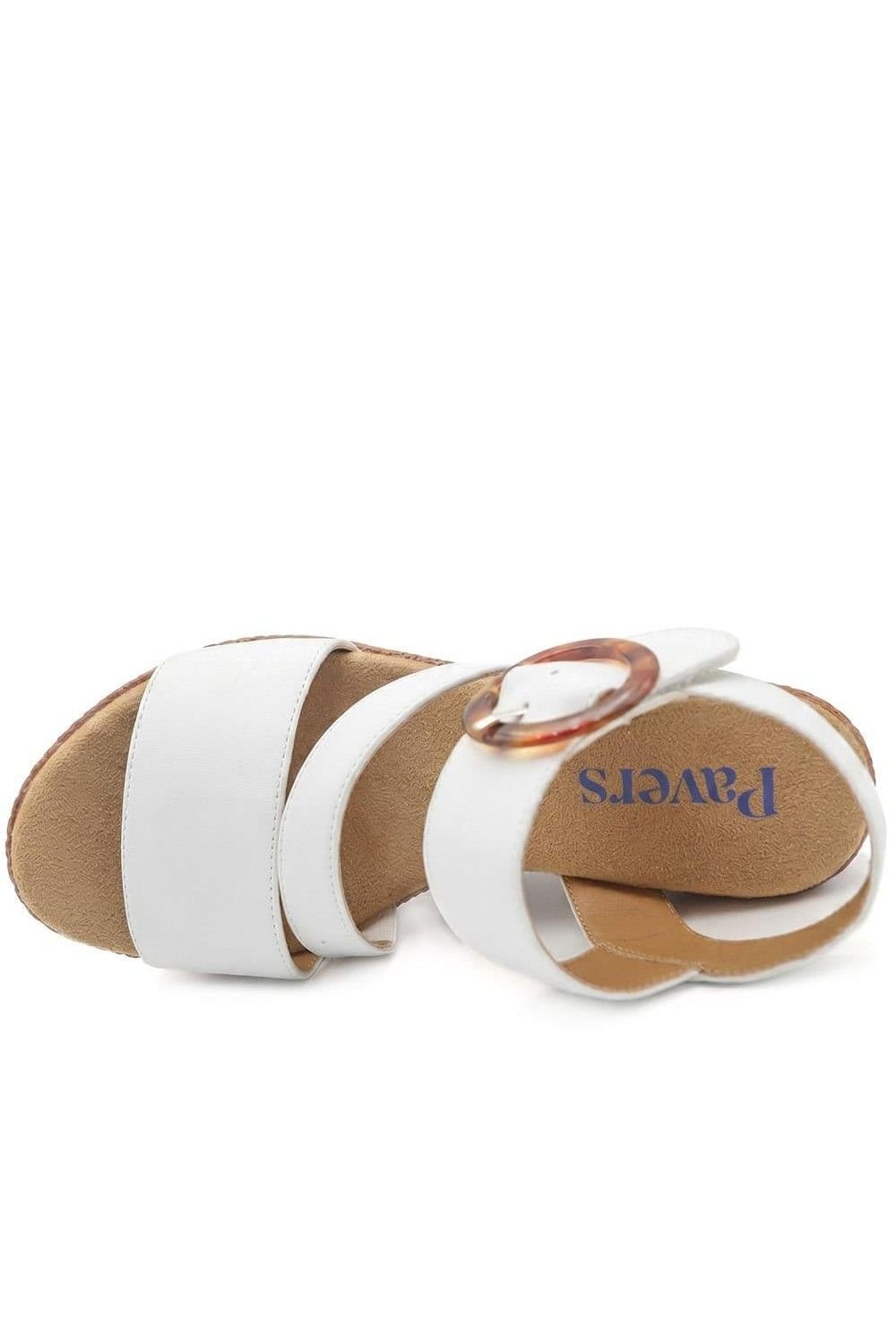 Pavers Pavers Women's Fashionable Woven Wedge Heel Sandals in White - 4