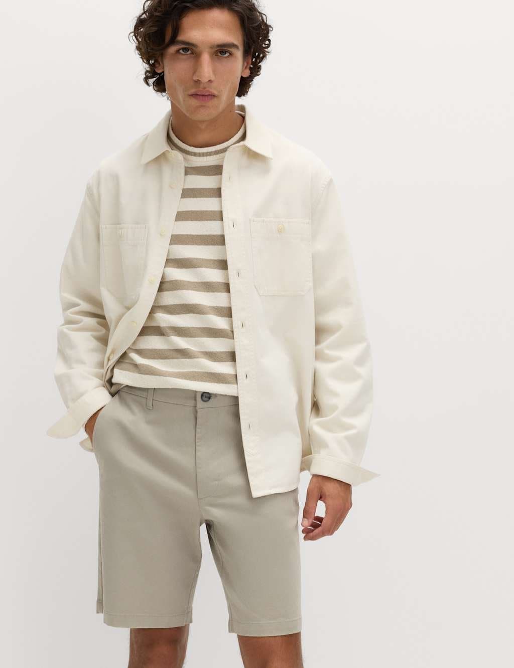 Marks & Spencer M&S Regular Fit Stretch Chino Shorts Grey