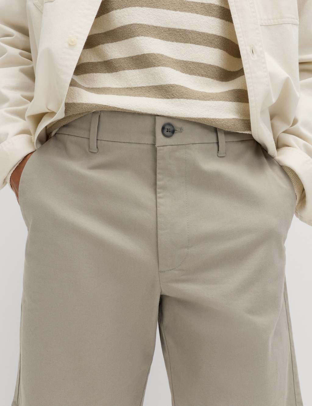 Marks & Spencer M&S Regular Fit Stretch Chino Shorts Grey - 2