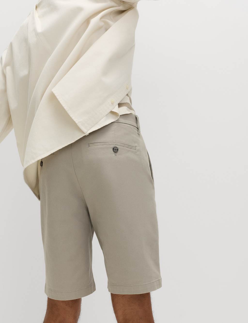 Marks & Spencer M&S Regular Fit Stretch Chino Shorts Grey - 3