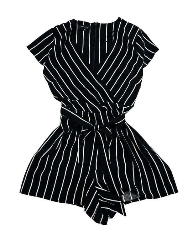 New Look New look jumpsuit size small 10 womens playsuit hotpants black stripe belt eu38