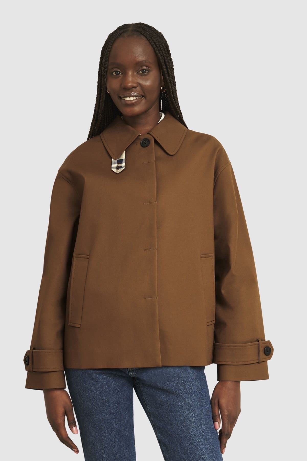 Hobbs London Hobbs London Women's Frida Cropped Trench Coat in Walnut