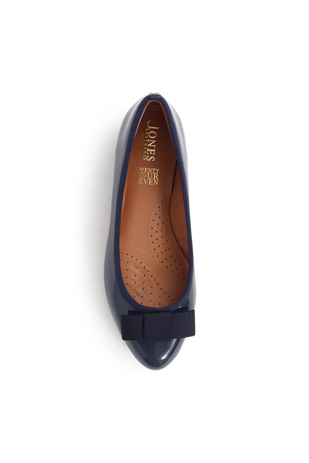 Jones Bootmaker Jones Bootmaker Women's Soleil Wide Leather Ballet Pumps in Navy - 4
