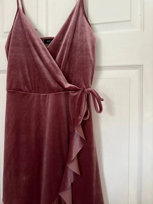 New Look Xmas dress pink velvet 12