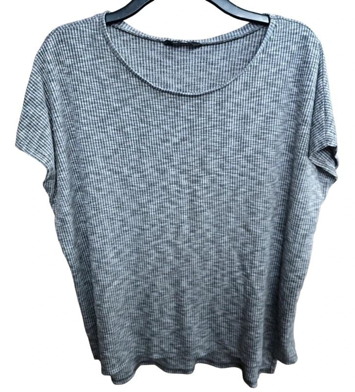 New Look New Look Grey Ribbed S/S Top Size 14