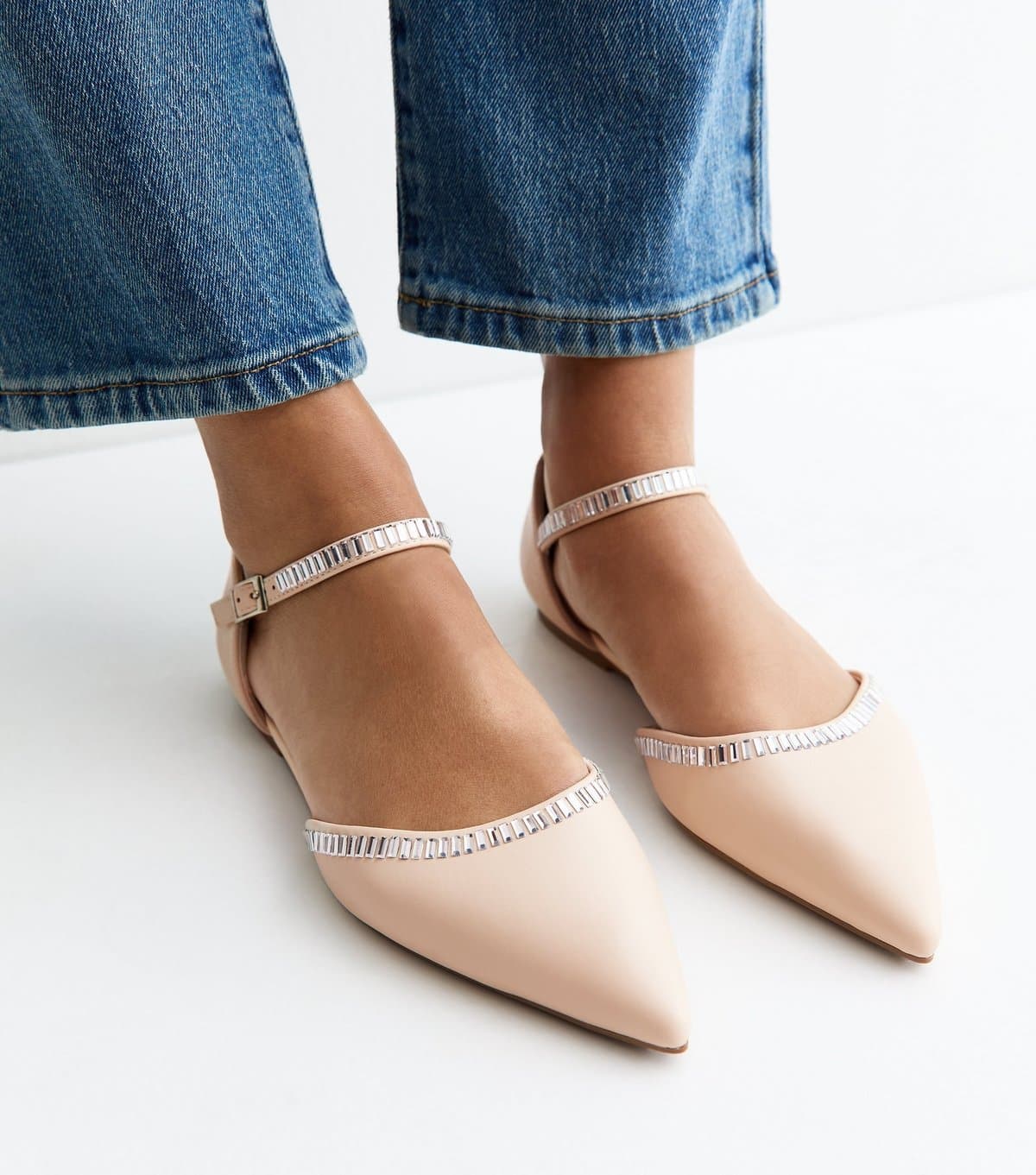 New Look New Look Cream Faux Leather Embellished Flats