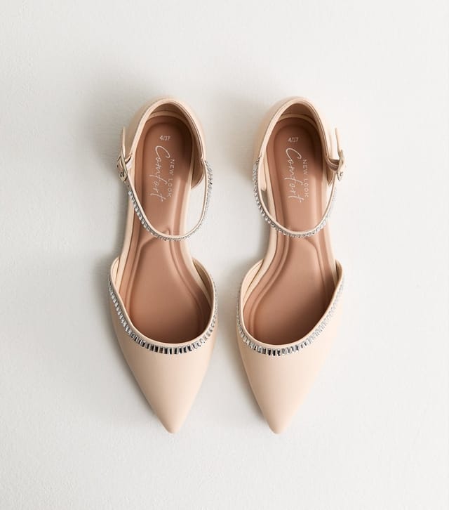 New Look Women's Cream Faux Leather Embellished Flats Vegan New Look - 2