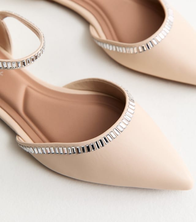 New Look Women's Cream Faux Leather Embellished Flats Vegan New Look - 3