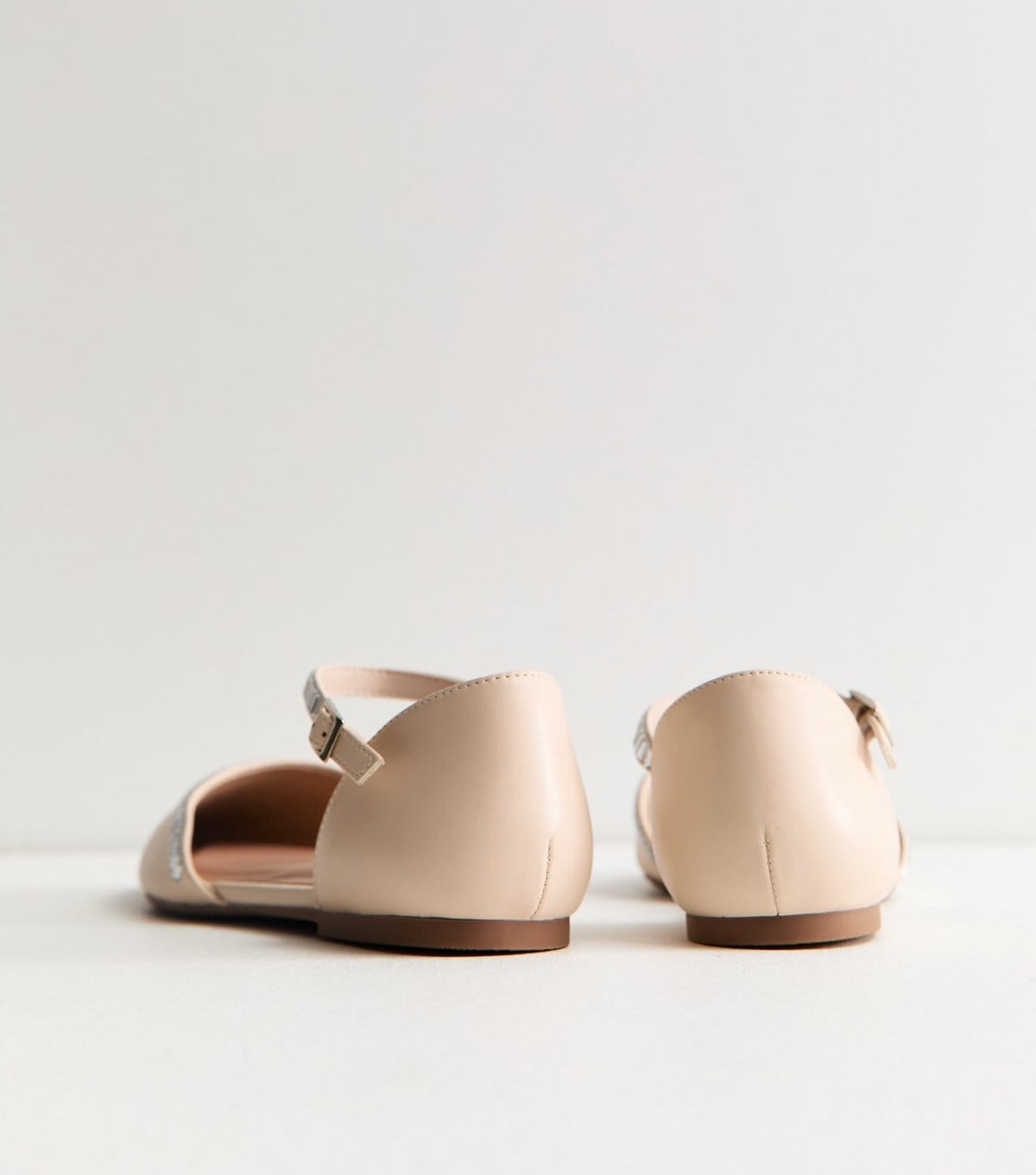 New Look Women's Cream Faux Leather Embellished Flats Vegan New Look - 4