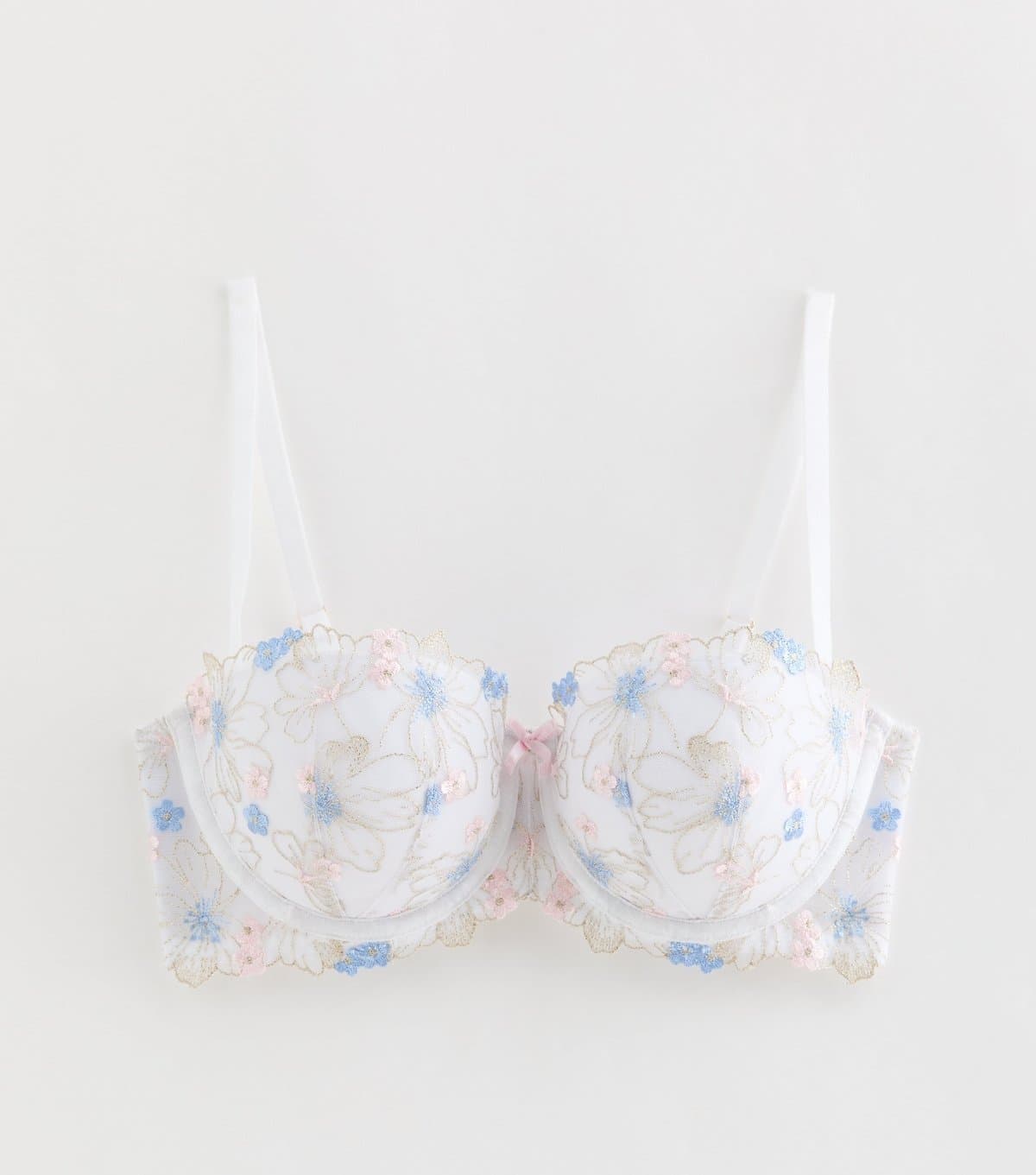 New Look Women's White Dainty Embroidered Balcony Bra New Look