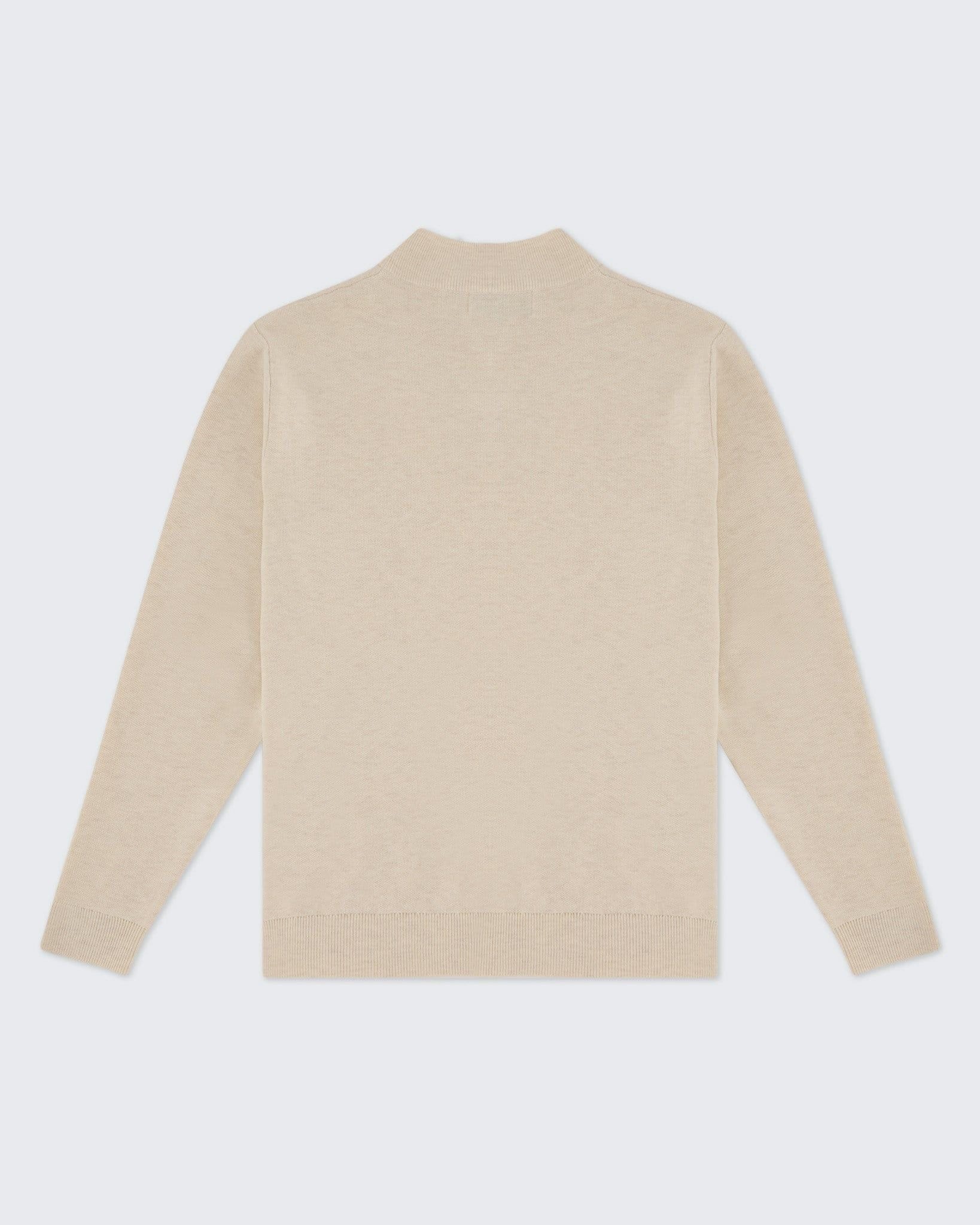 Walker & Hunt Walker & Hunt Men's Knitted Half Zip in Beige - 4