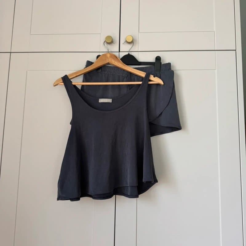 New Look Women’s cami vest top mini shorts pj pyjama set dark grey new look m medium charcoal ribbed