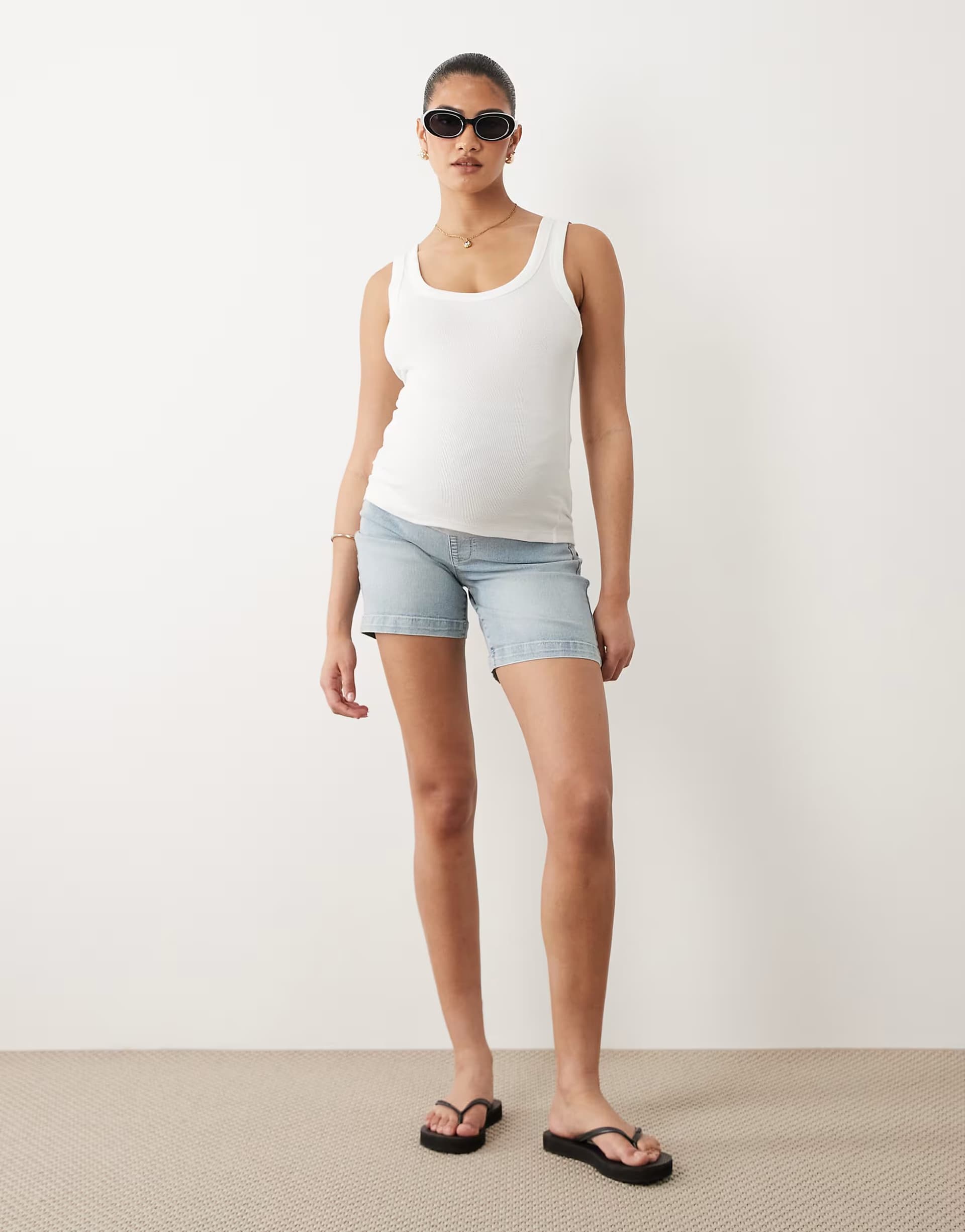 ASOS ASOS Maternity Light Blue Denim High-Waisted Shorts