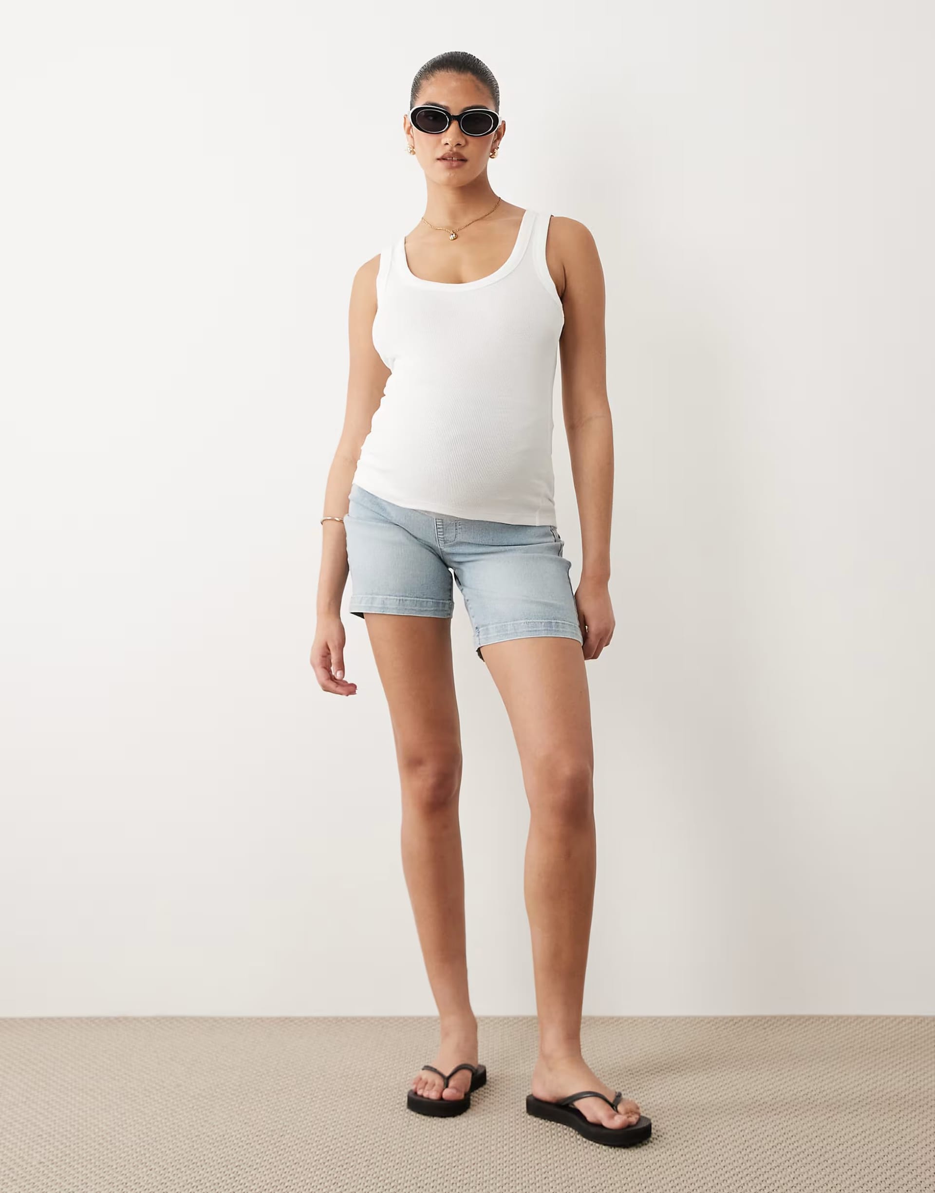 ASOS Maternity Light Blue Denim High-Waisted Shorts